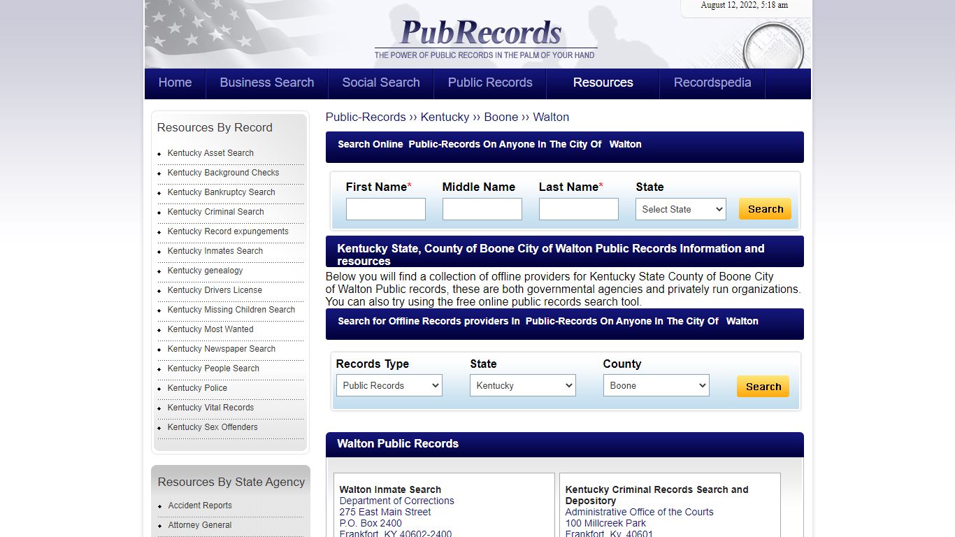 Walton, Boone County, Kentucky Public Records